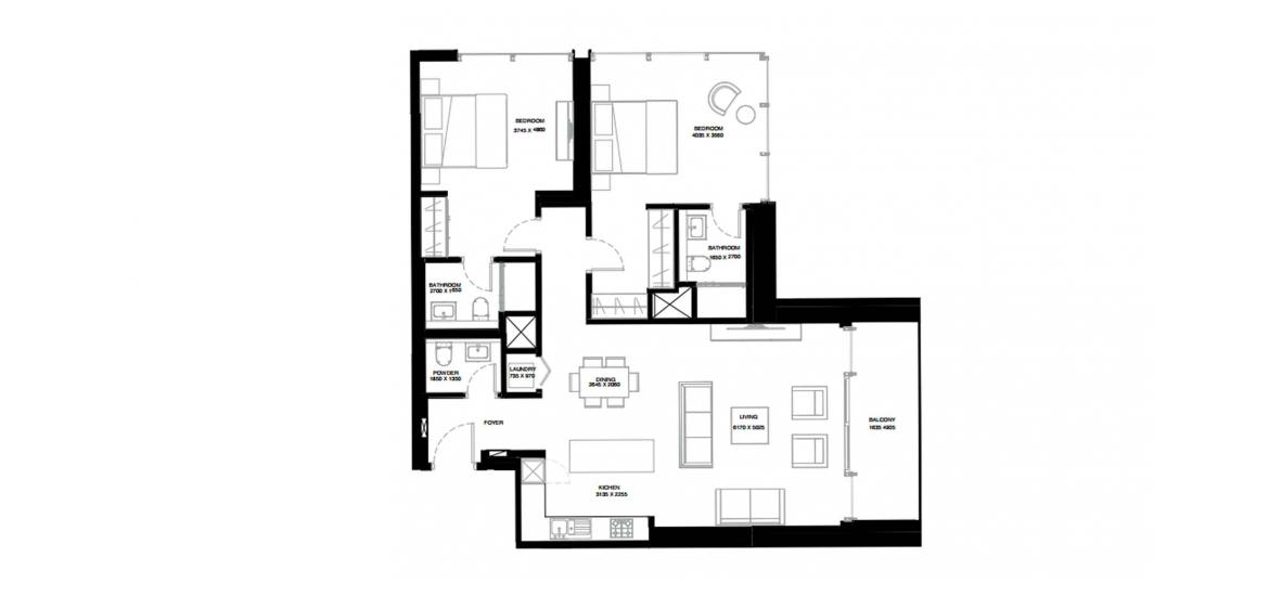 Floor plan «C», 2 bedrooms in CREEK VISTAS GRANDE