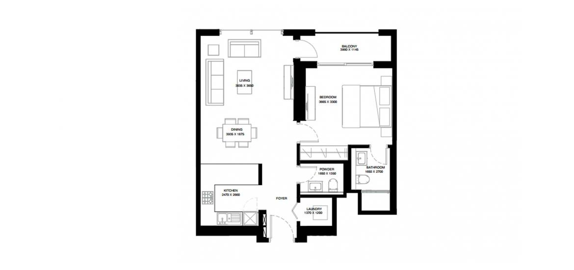 Floor plan «A», 1 bedroom in CREEK VISTAS GRANDE